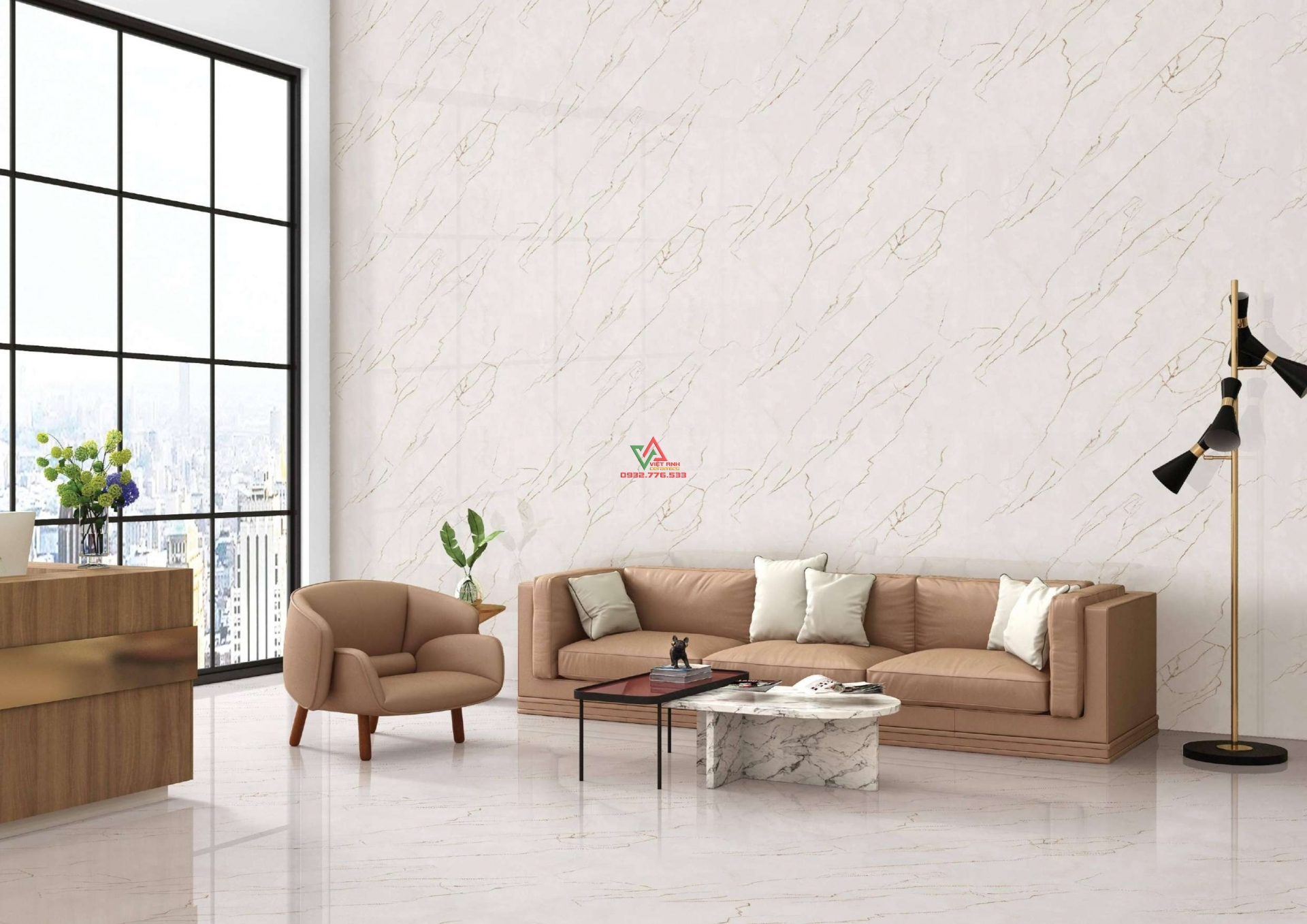 gạch ốp tường phòng khách
