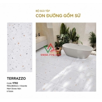 Đại Lý Gạch Terrazzo 90x180 Nền Trắng Đá Mờ Tại Bình Tân