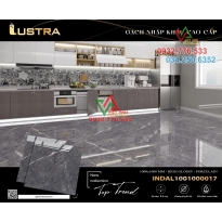 Gạch 100×100 độ bóng cao màu xám vân trắng trang trí không gian nhà ở