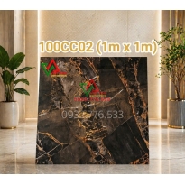 GẠCH 100X100 VÂN ĐÁ ĐEN TIA VÀNG HOÀNG GIA