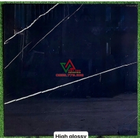 Gạch 120x120 hàng siêu bóng màu đen vân tia chớp Ấn Độ luxury