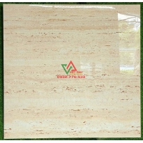 Gạch 120x120 vàng kem vân Travertine bóng Ấn Độ