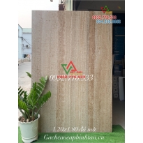 Gạch 120x180 màu nâu nhạt vân sọc bề mặt Travertine Ấn Độ