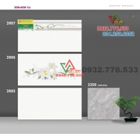 Gạch 30x60 ốp phòng khách màu trắng họa tiết bông hoa