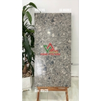 Gạch 60x120 Xám Đậm Vân Đá Hạt Lớn Bề Mặt Bóng