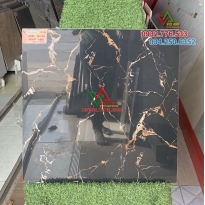 Gạch 60x60 màu đen vân cam bóng kiếng