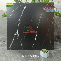 Gạch 80x80 đá mờ titan màu đen vân trắng ốp lát