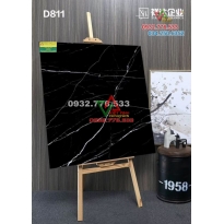 Gạch 80x80 màu đen bóng sọc trắng mã D811
