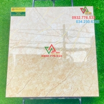 Gạch 80x80 màu vàng khắc kim sáng bóng ốp mặt tiền