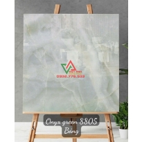 Gạch 80x80 Xanh Ngọc Nhạt Vân Đá Onyx Mây Trắng Bóng Ấn Độ