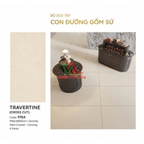 Gạch Khổ Lớn 90x180 Kem Be Vân Đá Travertine Mờ
