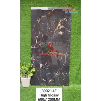 Gạch khổ lớn chính hãng 600x1200 màu đen vân cam tại kho Tân Bình