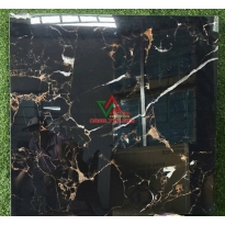 Gạch lát nền 80x80 bóng kiếng Ấn Độ màu đen vân vàng sang trọng