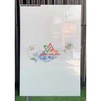 Gạch Ốp Tường 40x80 Trắng Vân Xám Hoa Xanh Bóng Kiếng