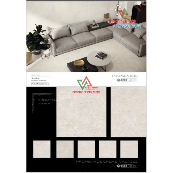 Gạch 120×120 đá mờ khổ lớn Promenade Creme Vau.202