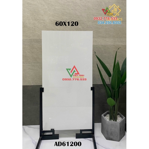 Gạch nhập khẩu 60x120 màu trắng vân khói ánh kim