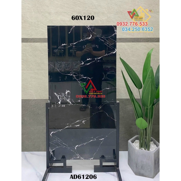 Gạch nhập khẩu 60x120 màu trắng vân khói ánh kim