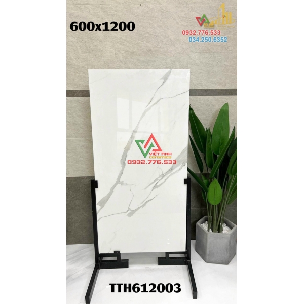 Gạch nhập khẩu 60x120 màu trắng vân khói ánh kim