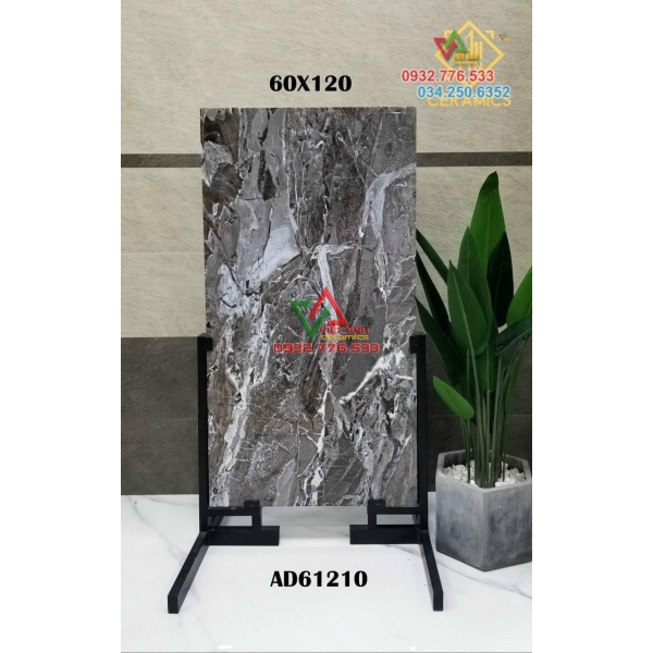 Gạch 60x120 TQ,Gạch bóng kiếng 60x120 màu đen vân cam mã LTP12807