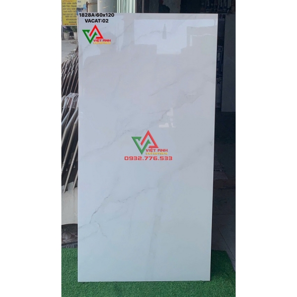 GẠCH LÁT NỀN BÓNG KIẾNG 60X120 MÀU KEM SÁNG VÂN ĐÁ SỌC TỰ NHIÊN