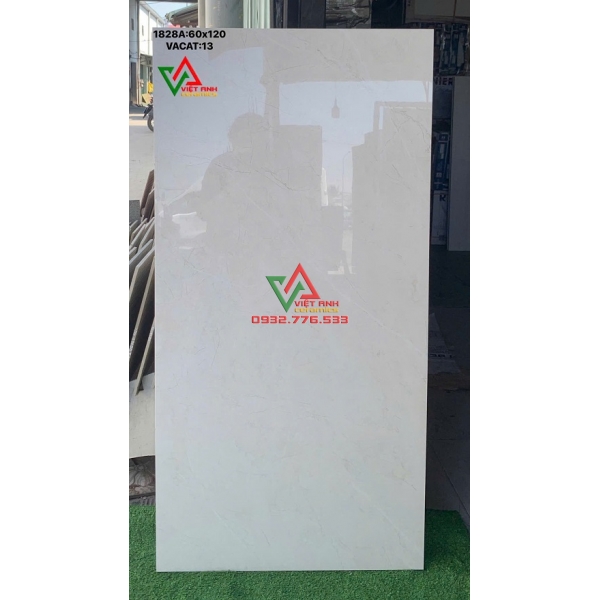 GẠCH LÁT NỀN BÓNG KIẾNG 60X120 MÀU KEM SÁNG VÂN ĐÁ SỌC TỰ NHIÊN