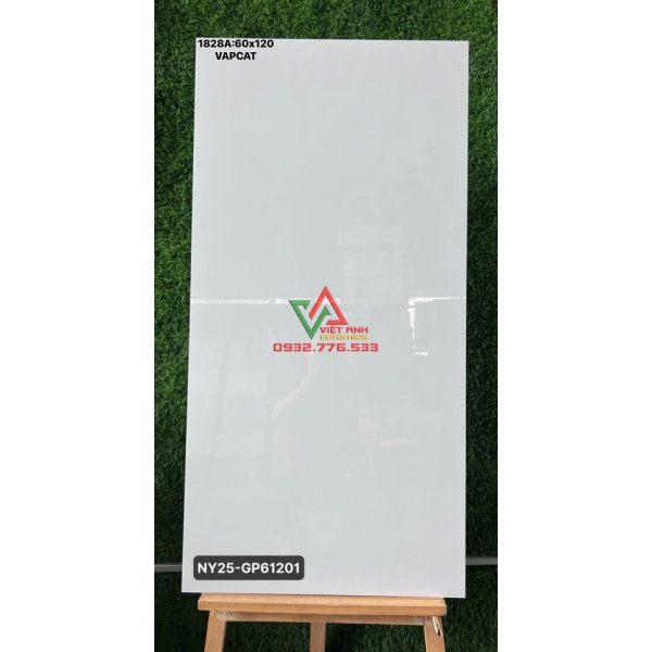 Gạch lát nền khổ lớn 60x120 trắng mây vân xám