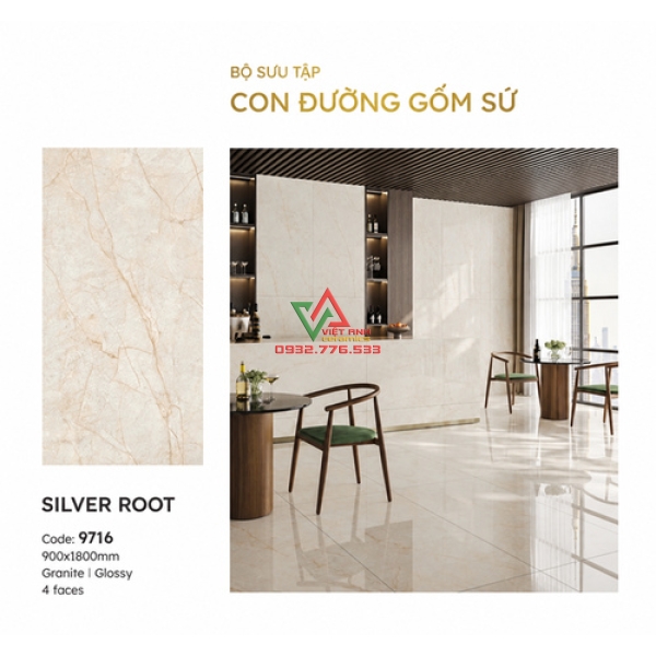 Gạch Lát Nền Khổ Lớn 90x180 Kem Be Vân Đá Marble Bóng Kiếng