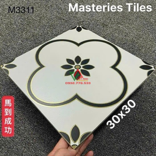 Gạch Bông 30x30 Khắc Kim Trang Trí Quán Cà Phê