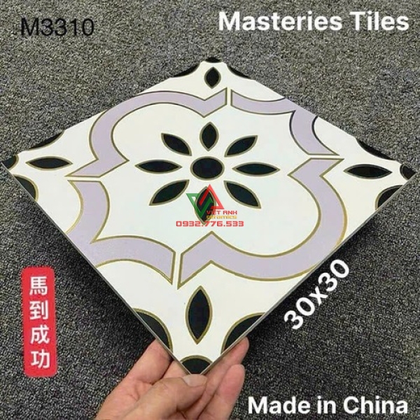 Gạch Bông Trang Trí 30x30 Khắc Kim Tân Cổ Điển