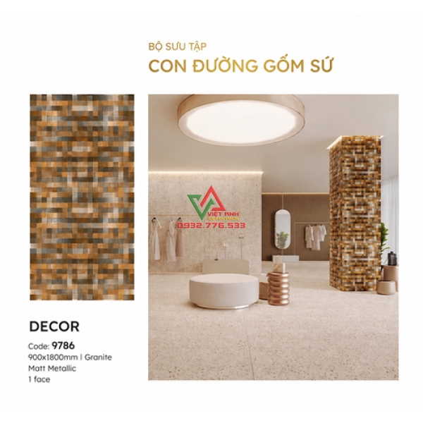 Gạch Trang Trí 90x180 Họa Tiết Mosaic Mờ
