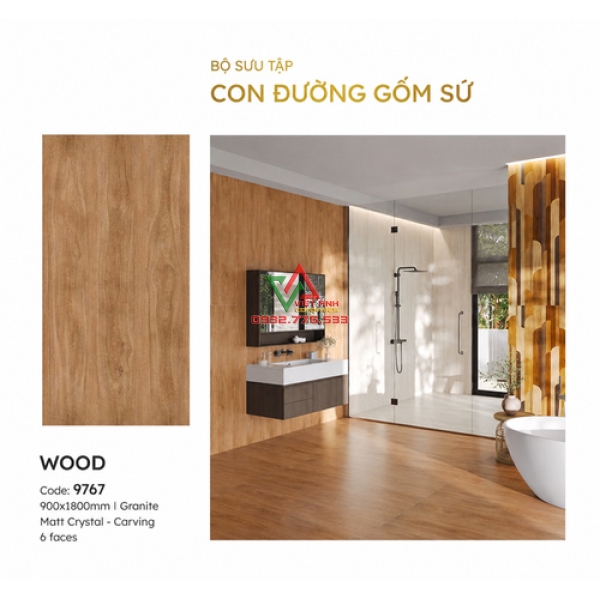 Gạch Giả Gỗ 90x180 Màu Nâu Tự Nhiên Bề Mặt Mờ