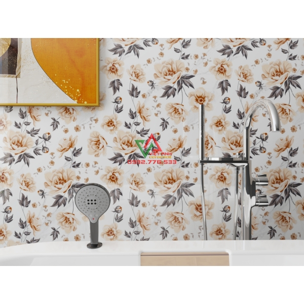 GẠCH 60X120 HOA NÂU KEM CỔ DIỂN BÓNG KIẾNG APODIO LIÊN DOANH VIỆT ẤN