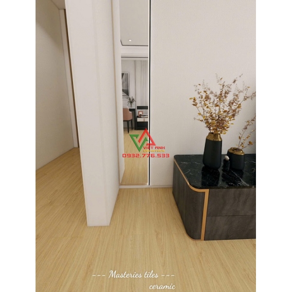 Gạch gỗ mờ 20x100 ốp nền phòng ngủ
