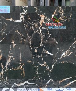 Gạch 60×60 marble đen vân cam sang trọng