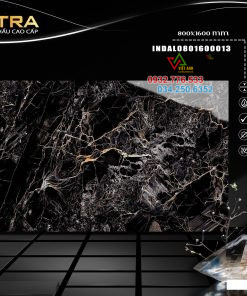 Gạch 80×160 nhập khẩu Ấn Độ marble màu đen vân vàng đất INDAL0801600013